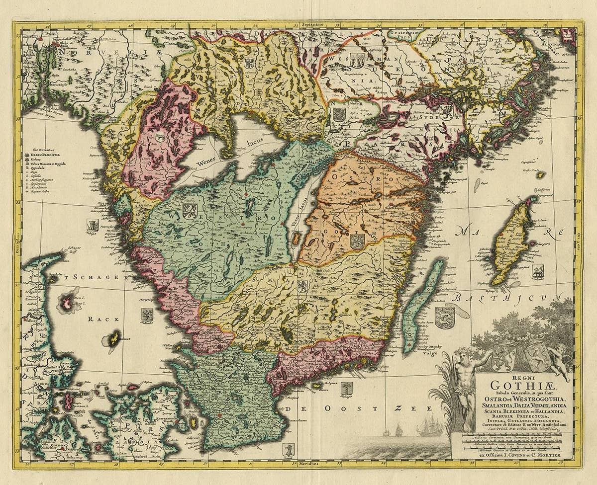Antique Map of Southern Sweden by Covens & Mortier, 'circa 1720'