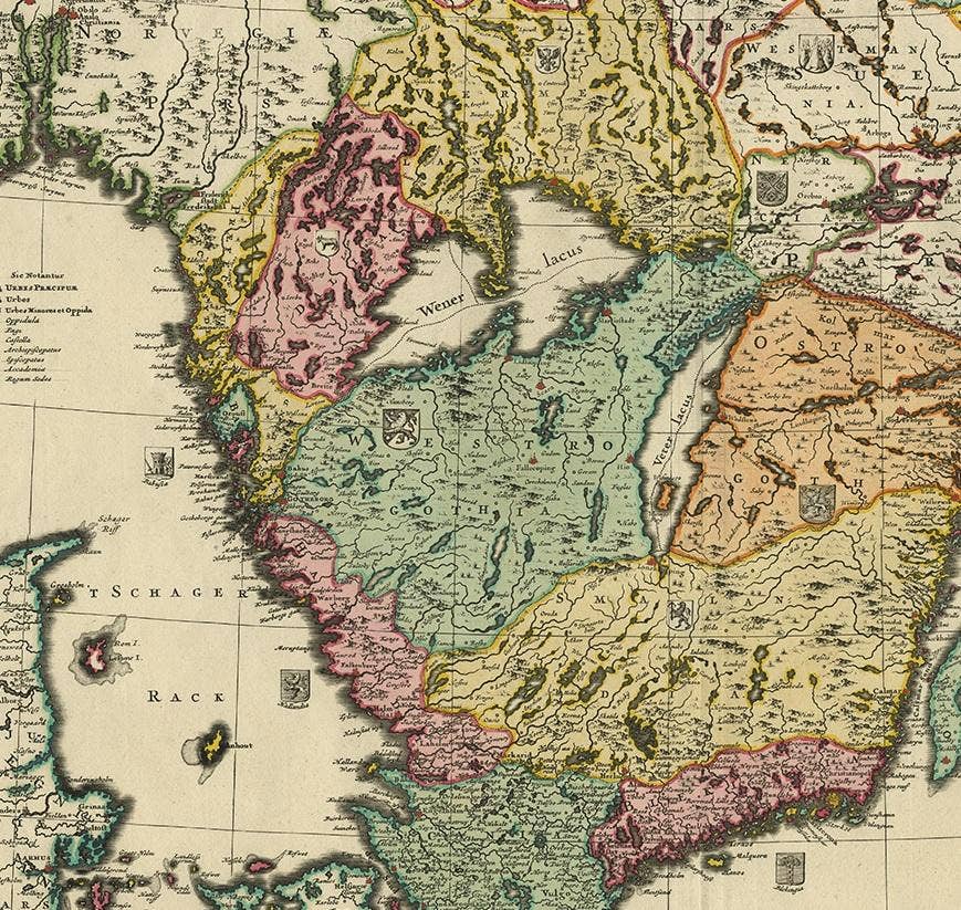 Antique Map of Southern Sweden by Covens & Mortier, 'circa 1720'
