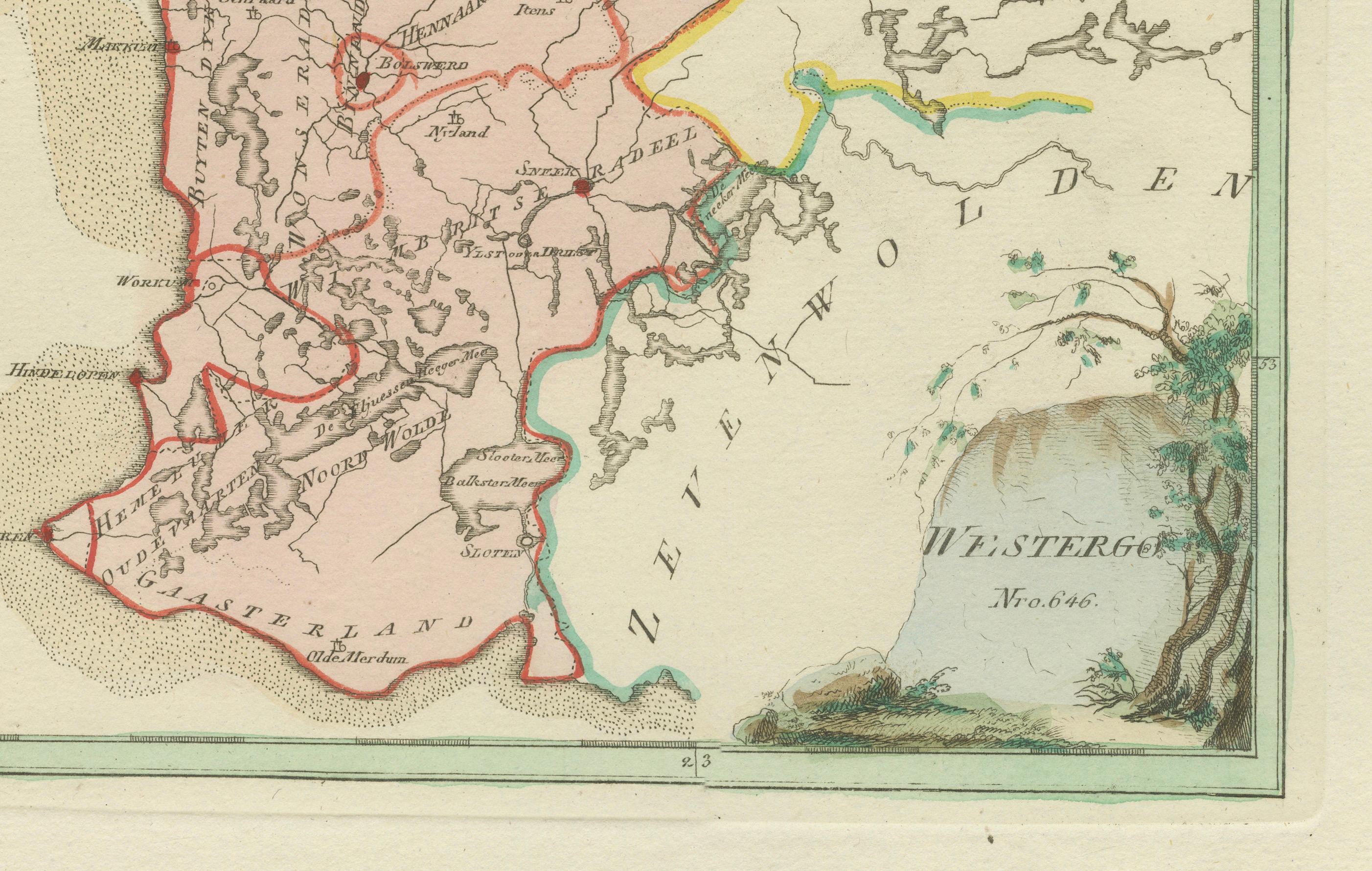 XVIIIe siècle et antérieur Carte ancienne du sud du Westergo, de la Frise par von Reilly, 1791 en vente