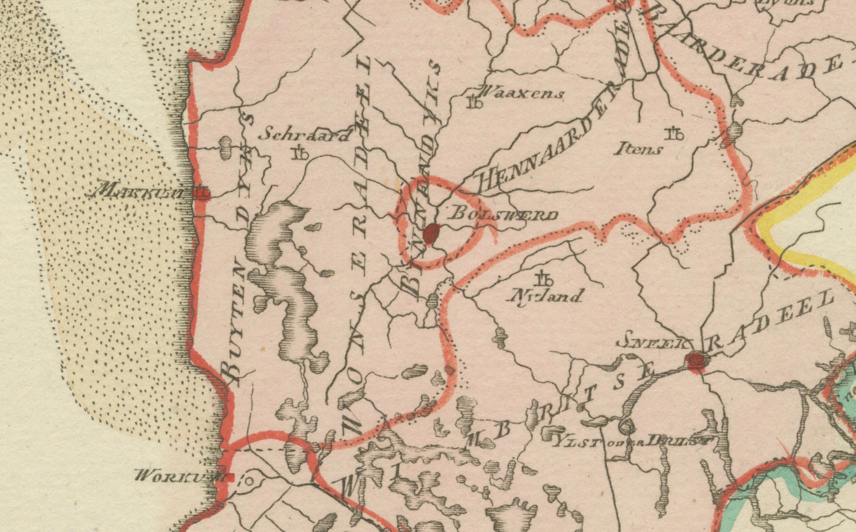 Papier Carte ancienne du sud du Westergo, de la Frise par von Reilly, 1791 en vente