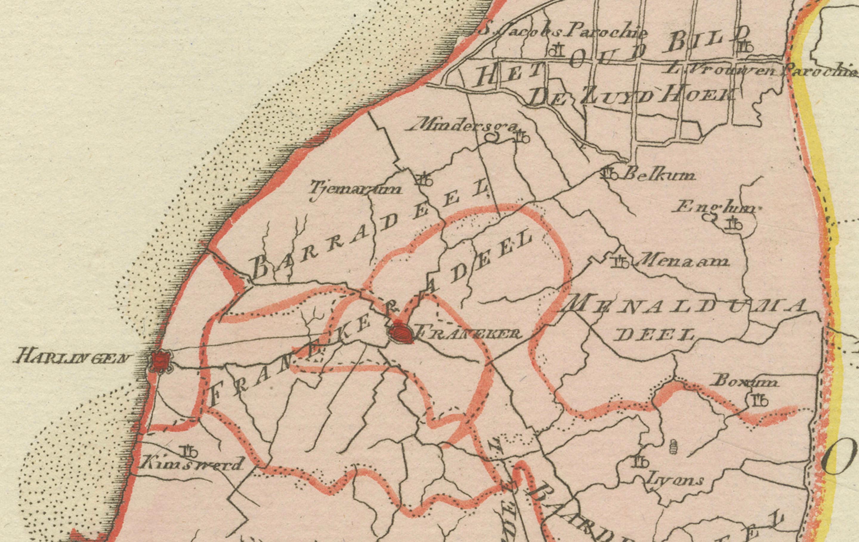 Carte ancienne du sud du Westergo, de la Frise par von Reilly, 1791 en vente 1
