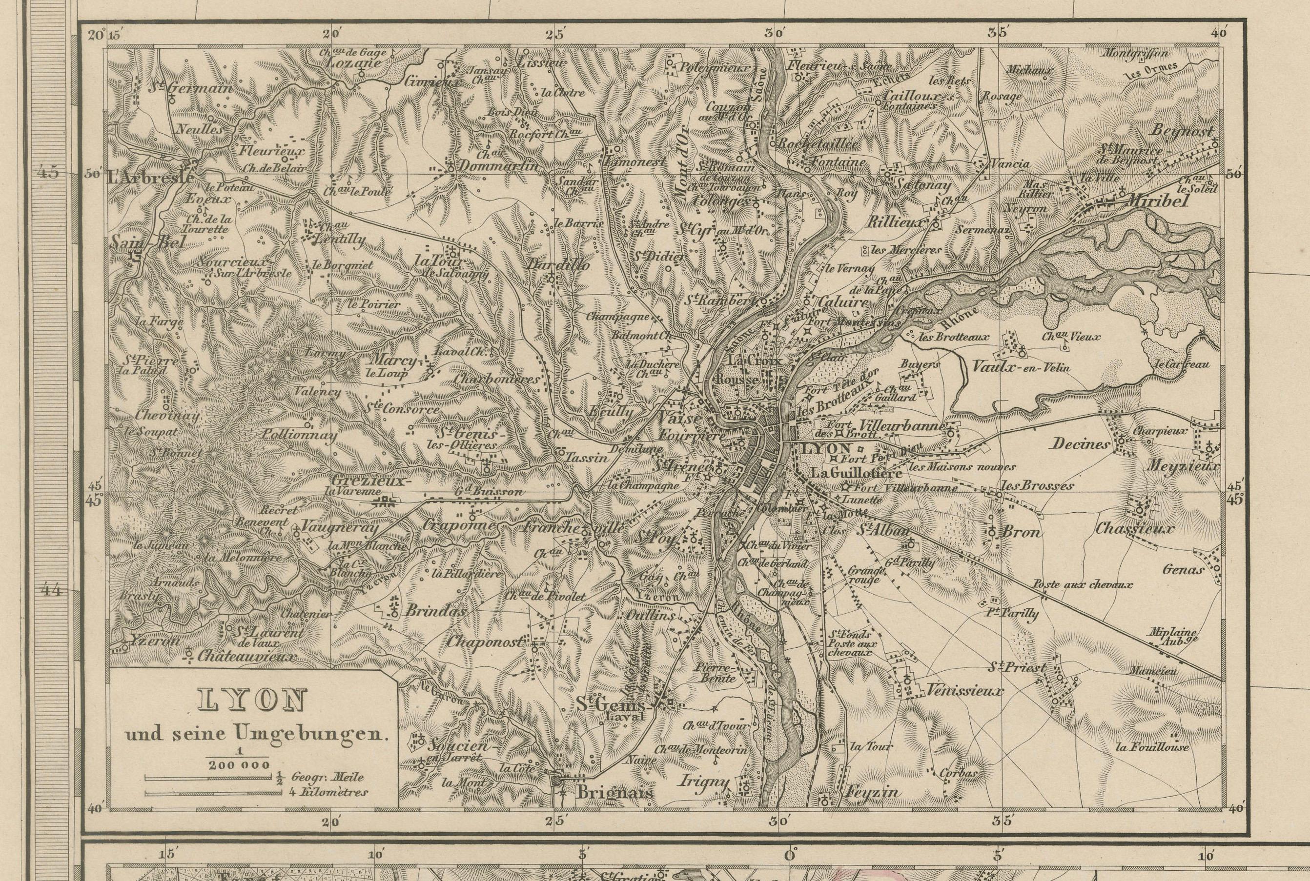 Mapa antiguo del suroeste de Francia - Con inserciones de París y Lyon, 1858 en Bueno estado para la venta en Langweer, NL