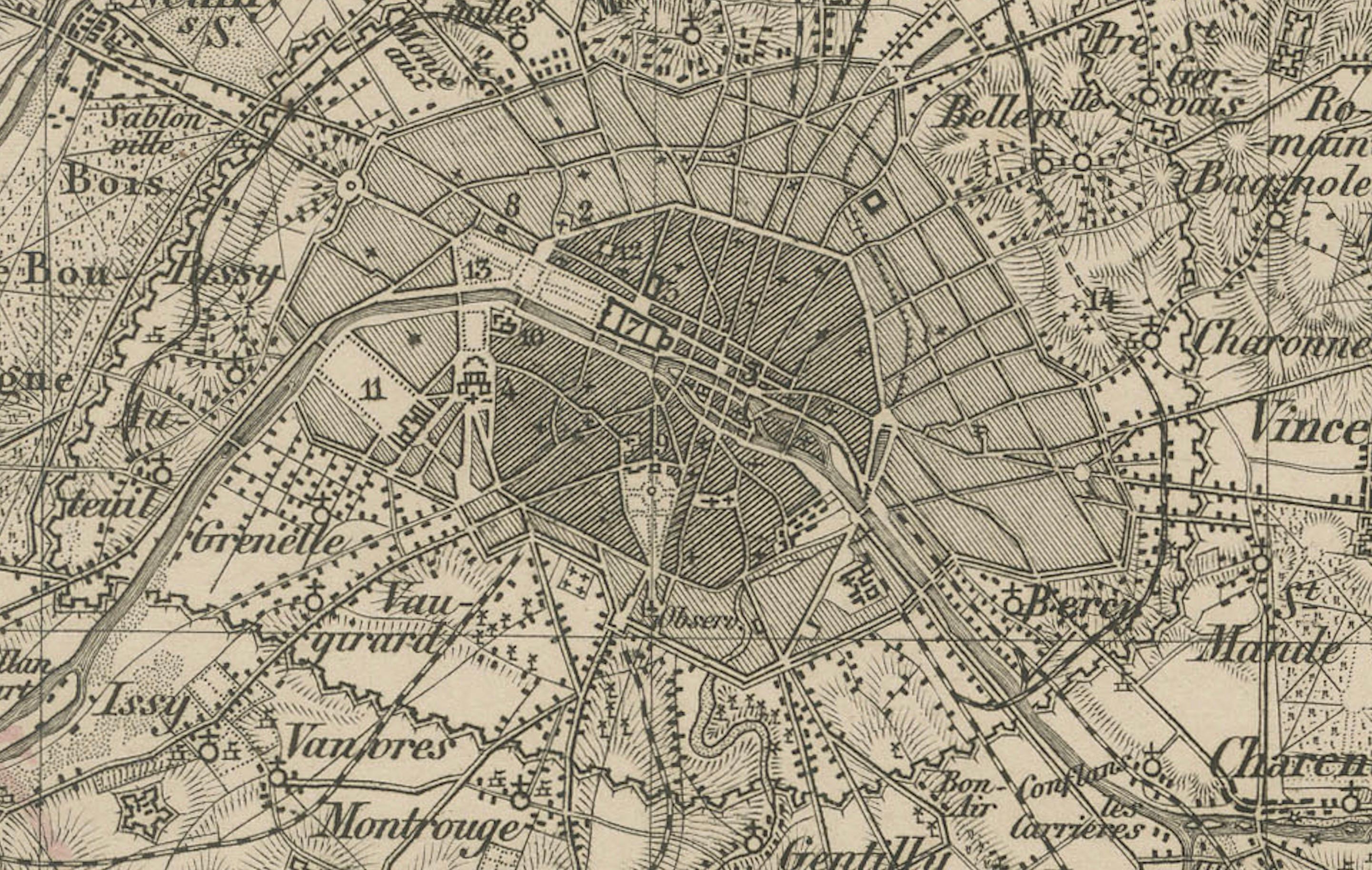 Mapa antiguo del suroeste de Francia - Con inserciones de París y Lyon, 1858 siglo XIX en venta