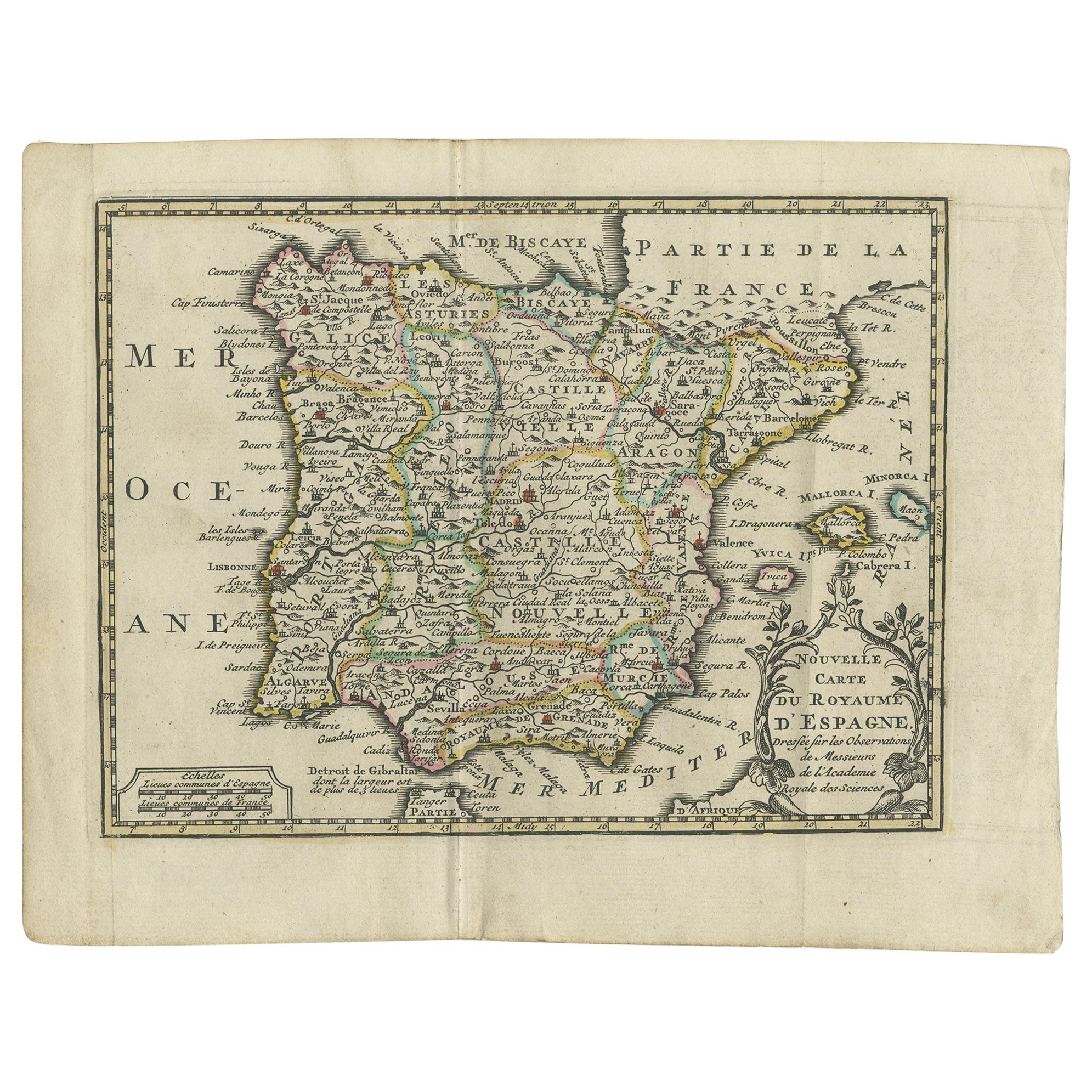 Antique Map of Spain and Portugal by Keizer & de Lat, 1788