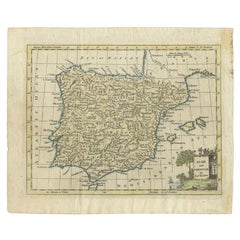 Antique Map of Spain and Portugal by Kitchin, 1770