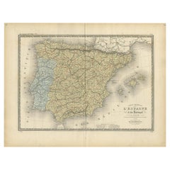 Carte ancienne d'Espagne et du Portugal par Levasseur, '1875'
