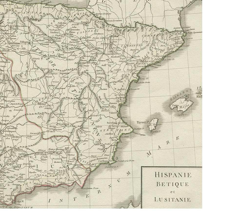 Antike Karte von Spanien und Portugal von Tardieu, um 1795 (18. Jahrhundert) im Angebot