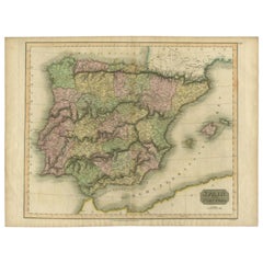 Antique Map of Spain and Portugal by Thomson, 1815