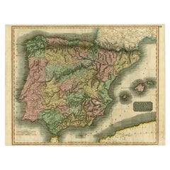 Antique Map of Spain and Portugal by Thomson, 1815