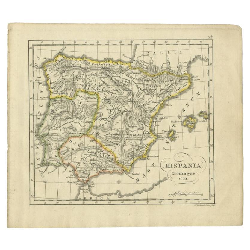 Antike Karte Spaniens von Funke, 1825