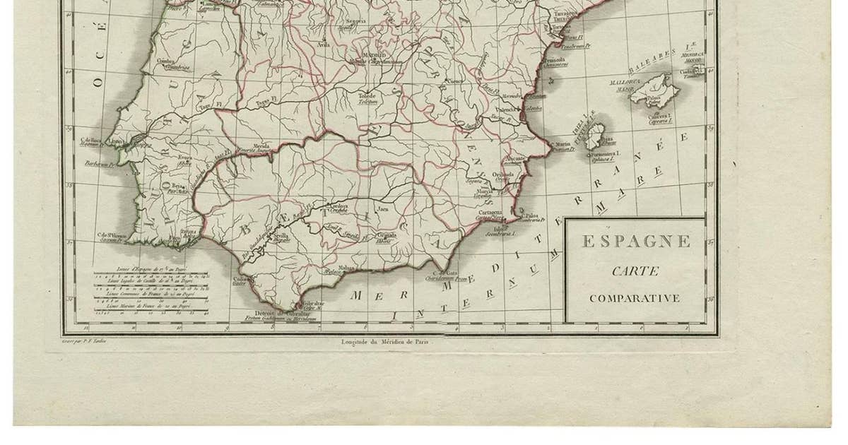 Antique Map of Spain by P.F. Tardieu, circa 1798