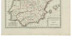Mapa antiguo de España por P.F. Tardieu, hacia 1798