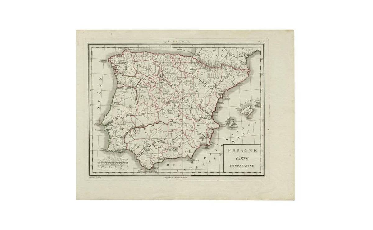 Antique Map of Spain by P.F. Tardieu, circa 1798