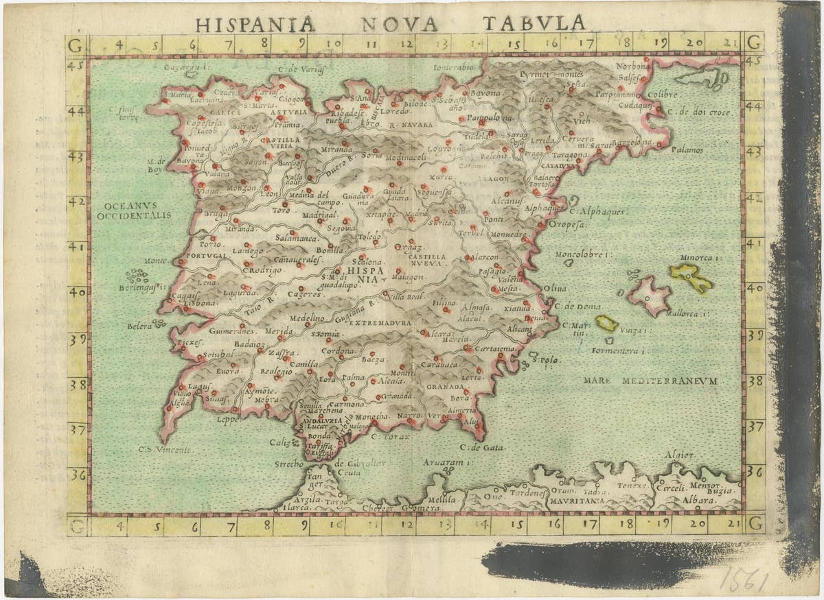 Antique Map of Spain including the Balearic Islands