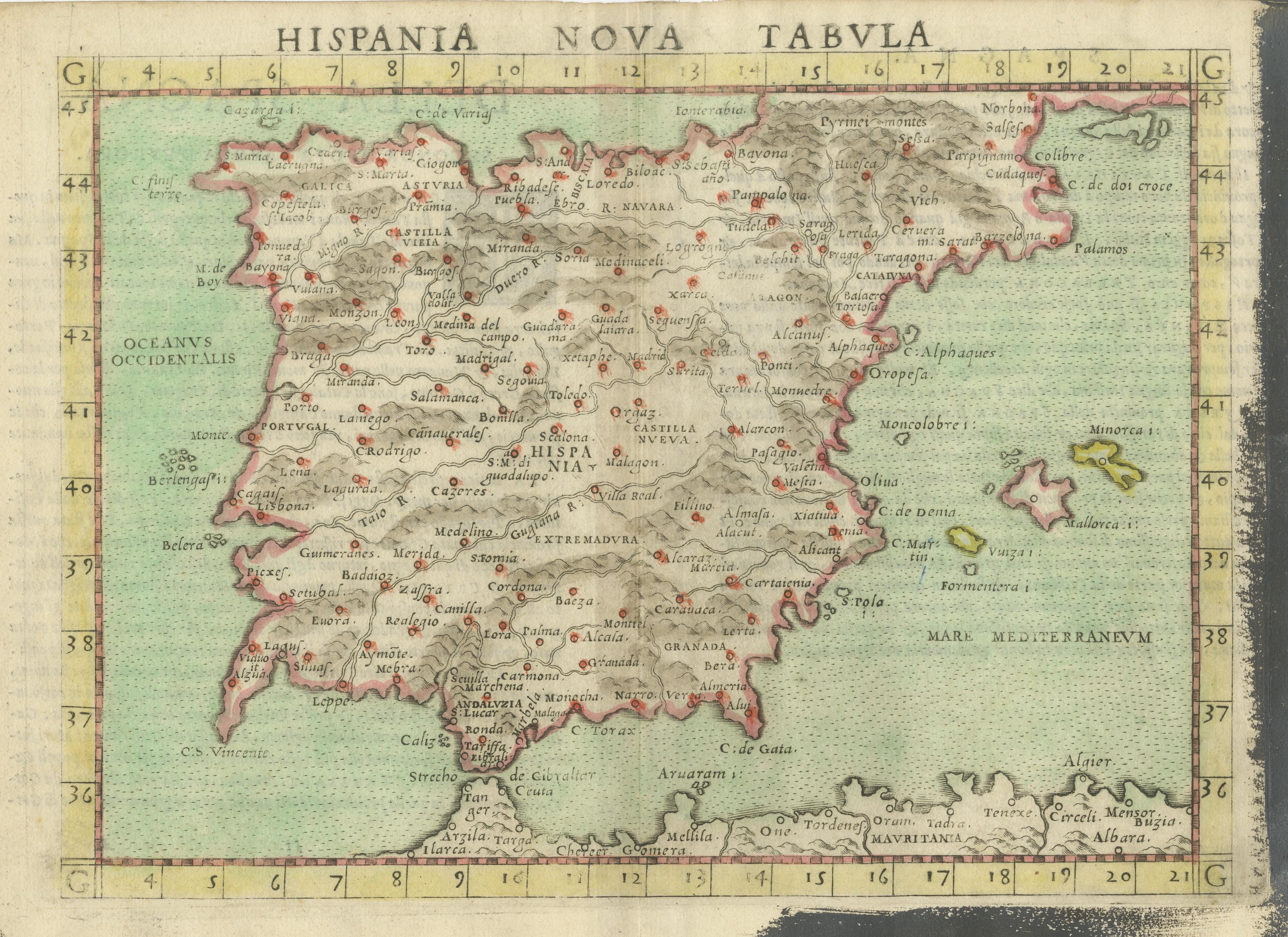 Antike Karte von Spanien, einschließlich der Balearen im Zustand „Gut“ im Angebot in Langweer, NL