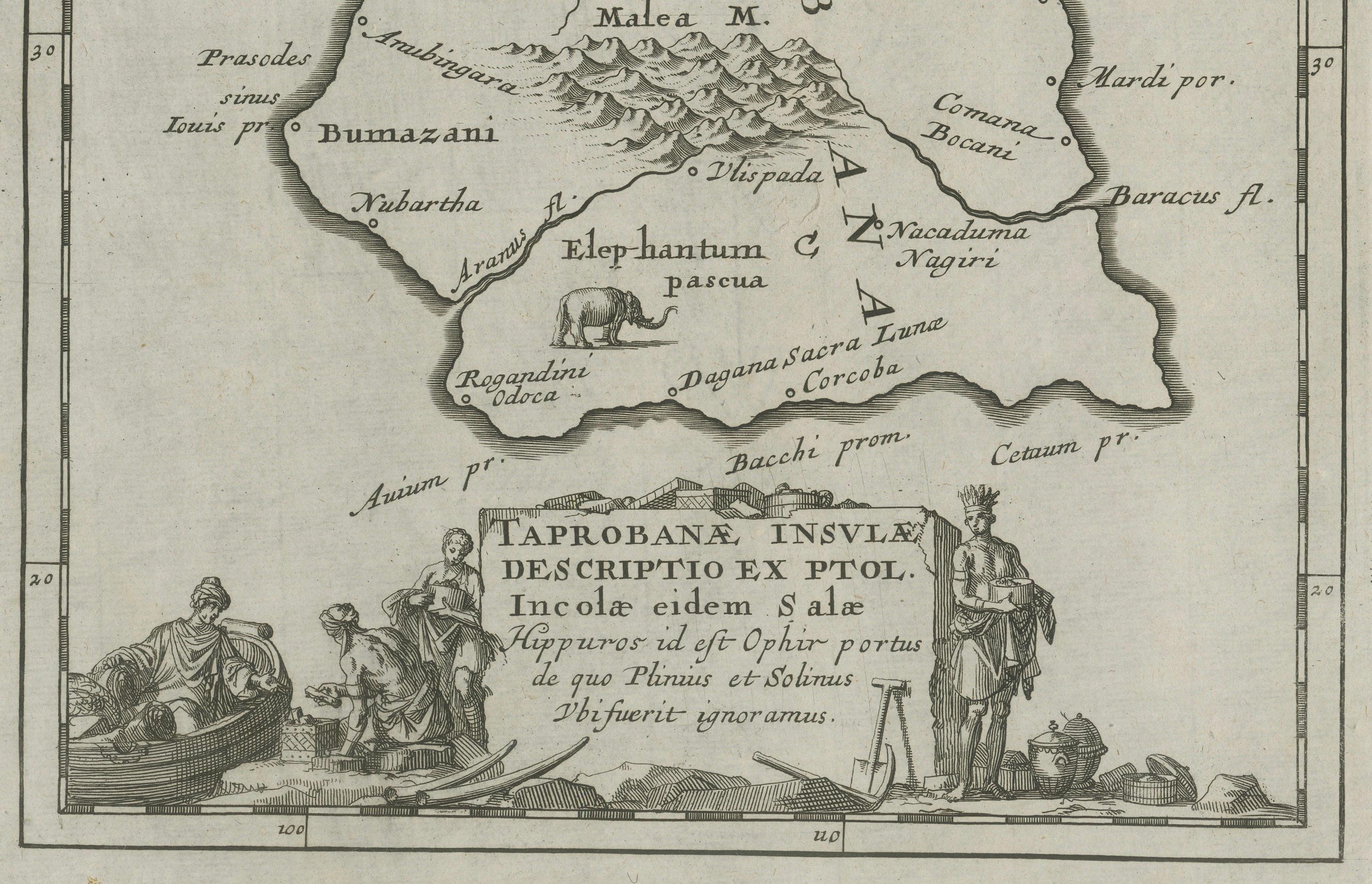 Dutch Antique Map of Sri Lanka – Taprobanae Insulae Descriptio by Mercator, 1607 For Sale