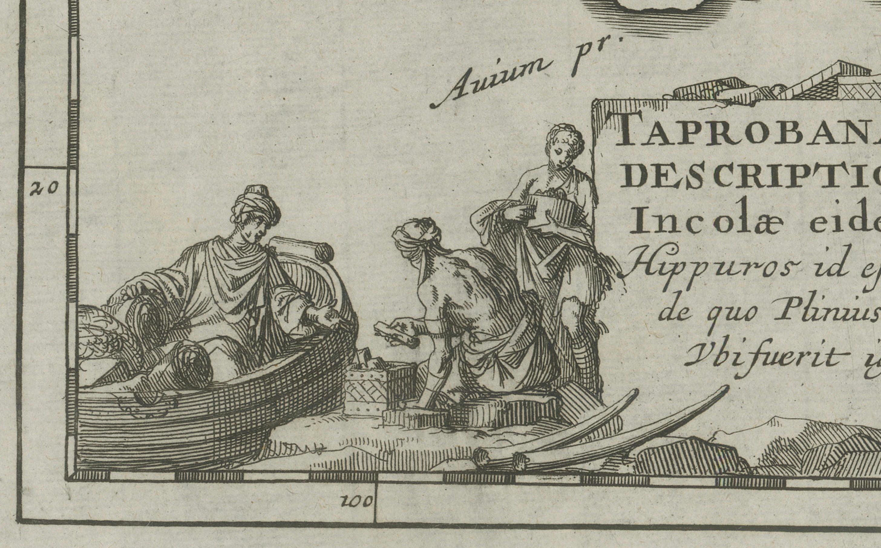 17th Century Antique Map of Sri Lanka – Taprobanae Insulae Descriptio by Mercator, 1607 For Sale