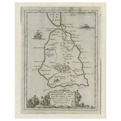 Antique Map of Sri Lanka – Taprobanae Insulae Descriptio by Mercator, 1607