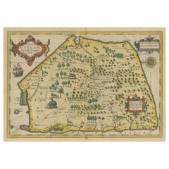 Antique Map of Sri Lanka with an unusual five-sided shape, circa 1606