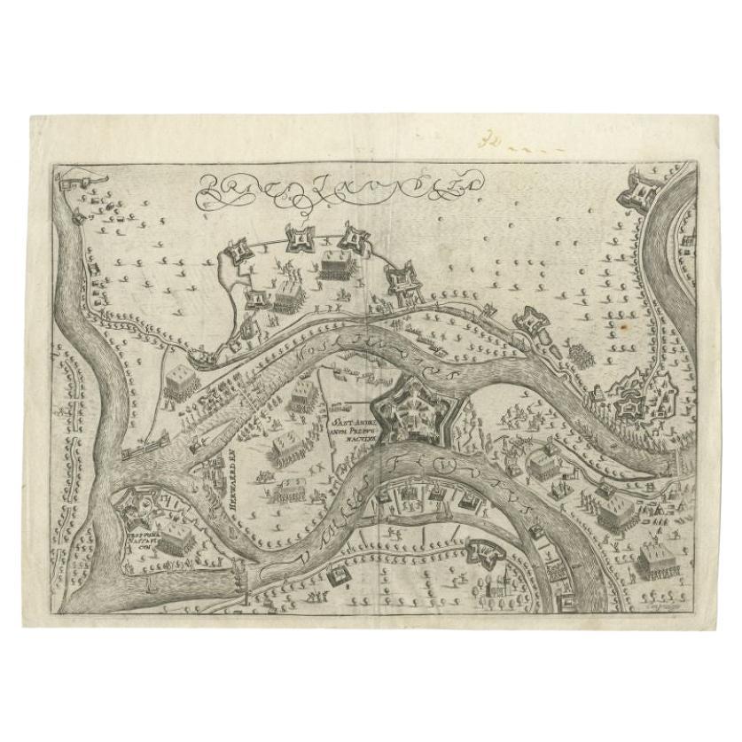 Antique Map of St. Andries 'Heerewaarden' by Orlers, 1615 For Sale
