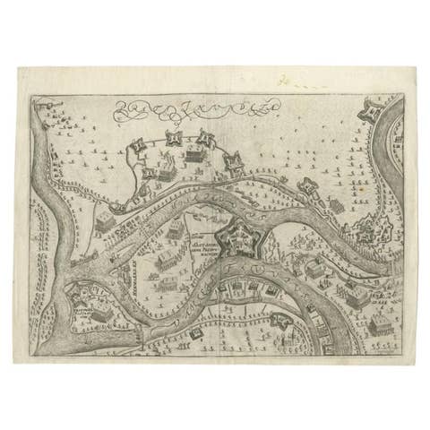 Antique Map of St. Andries 'Heerewaarden' by Orlers, 1615