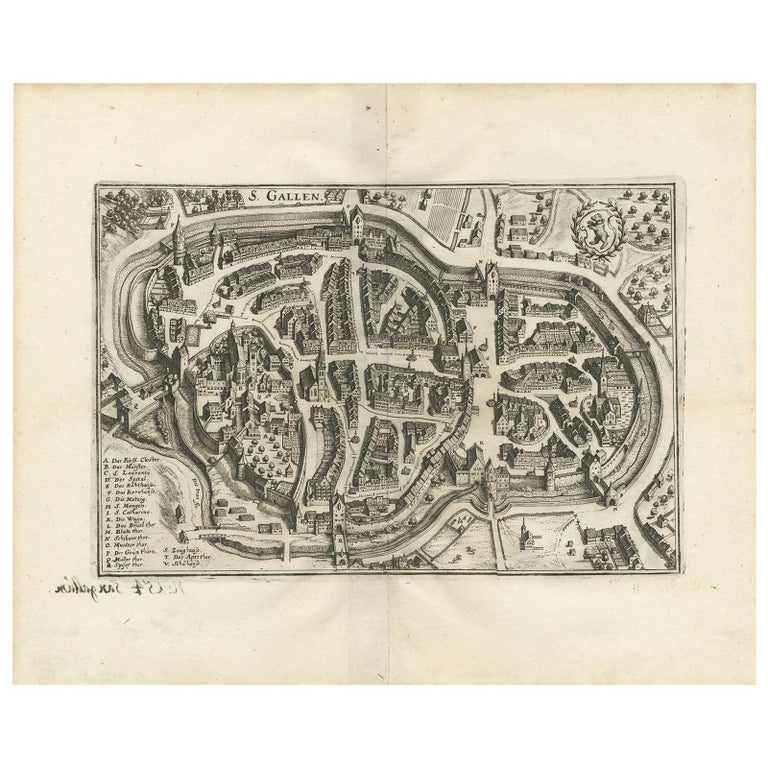 Antique Map of St. Gallen 'Switzerland' by M. Merian ...