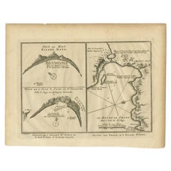 Antique Map of St. Jago, St Mayo and Praya Harbour, Mauritania, Africa, c.1750