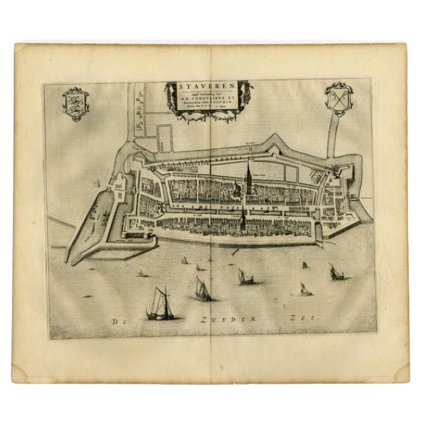 Antike Karte von Stavoren von Blaeu, 1649