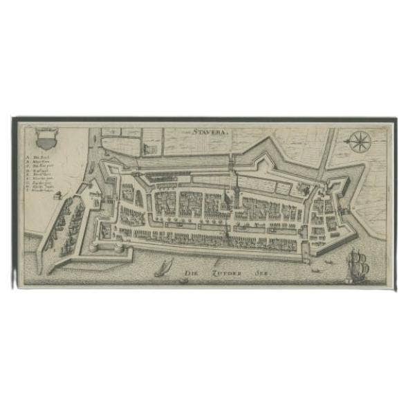 Antique Map of Stavoren by Merian, c.1650