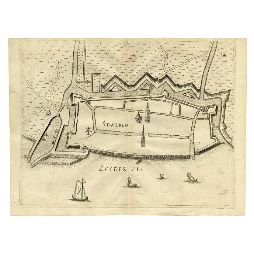 Antique Map of Stavoren by Priorato, 1673 For Sale