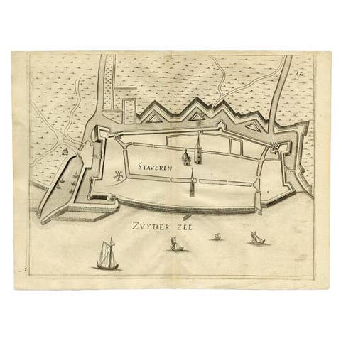 Antique Map of Stavoren by Priorato, 1673