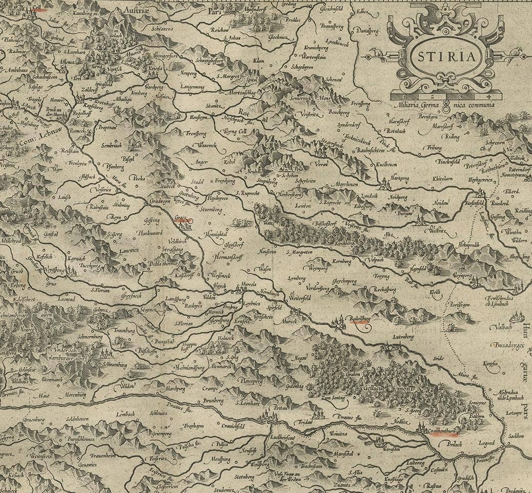 Antique Map of Styria by Mercator 'circa 1650'