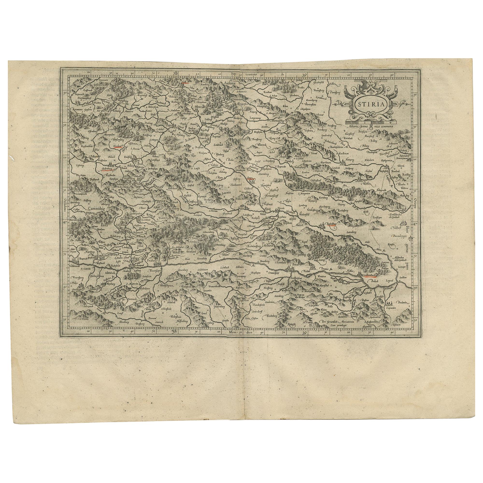 Antique Map of Styria by Mercator 'circa 1650' For Sale