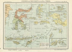 Antique Map of Sulawesi, Timor and the Moluccas by Bos, '1928'