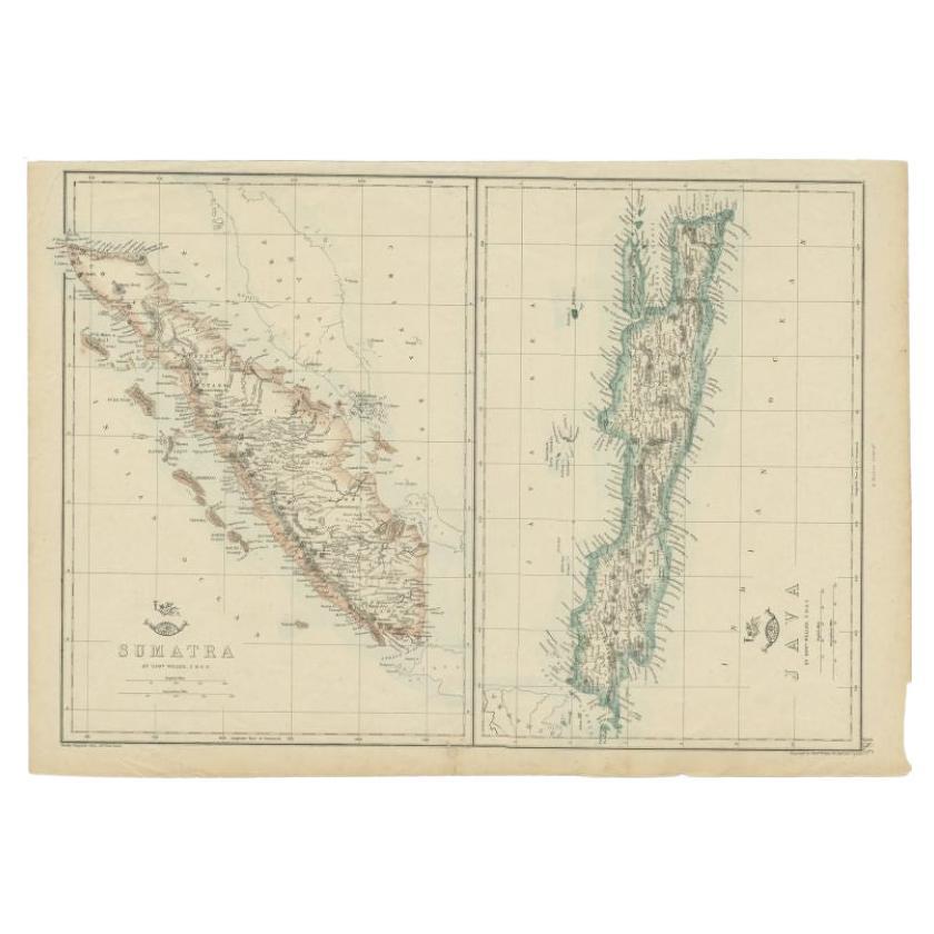 Antique Map of Sumatra and Java by Weller, c.1860