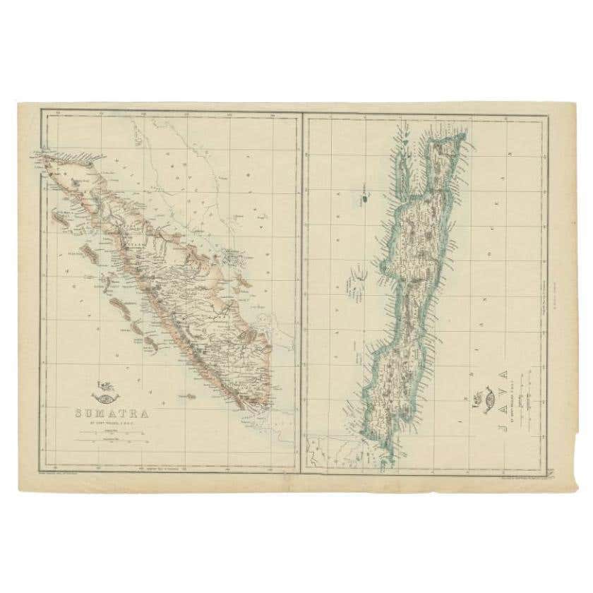 Antique Map of Sumatra and Java by Weller, c.1860 For Sale at 1stDibs ...