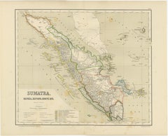 Antique Map of Sumatra, Bangka Belitung and Riau in the Dutch East Indies, 1884