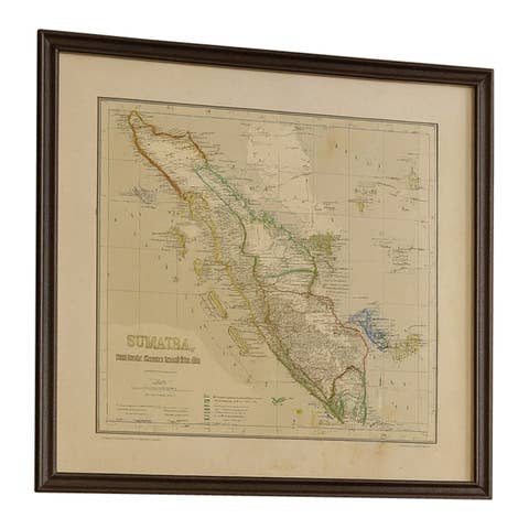 Antique Map of Sumatra, Bangka Belitung and Riau in the Dutch East Indies, 1884