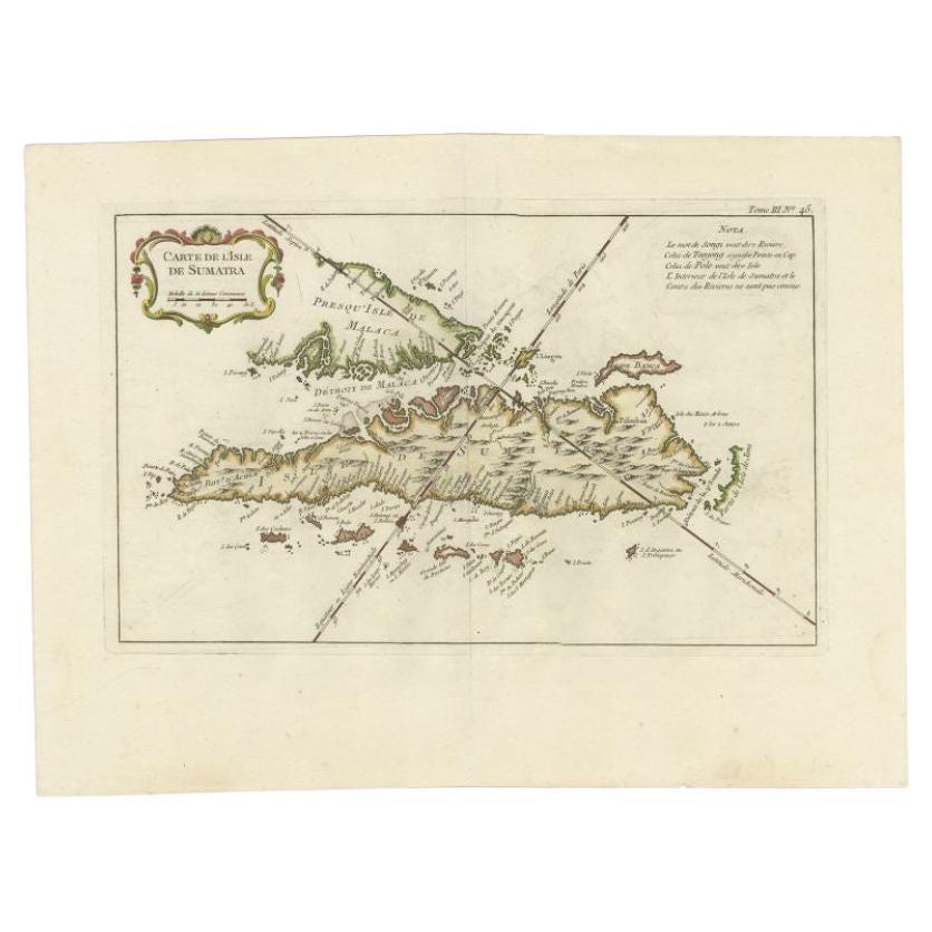 Antique Map of Sumatra by Bellin, 1764