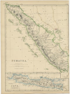 Antique Map of Sumatra by W. G. Blackie, 1859