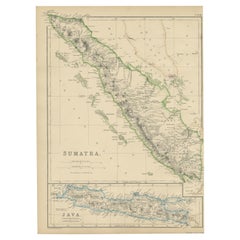 Carta geografica antica di Sumatra di W. G. Blackie, 1859