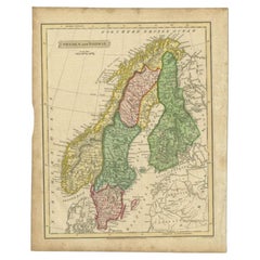 Antike Karte von Schweden und Norwegen von Russell, 1814