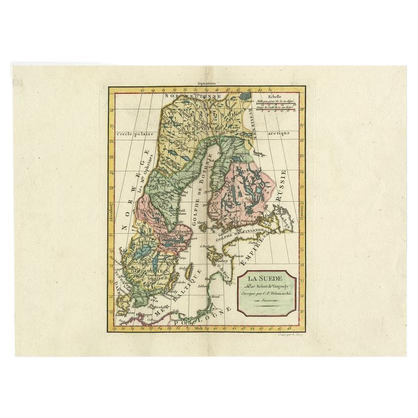 Antique Map of Sweden by Delamarche, 1806 For Sale
