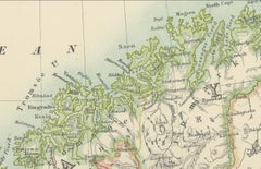 Antique Map of Sweden & Norway, 1903, with Intricate Topographical Detail