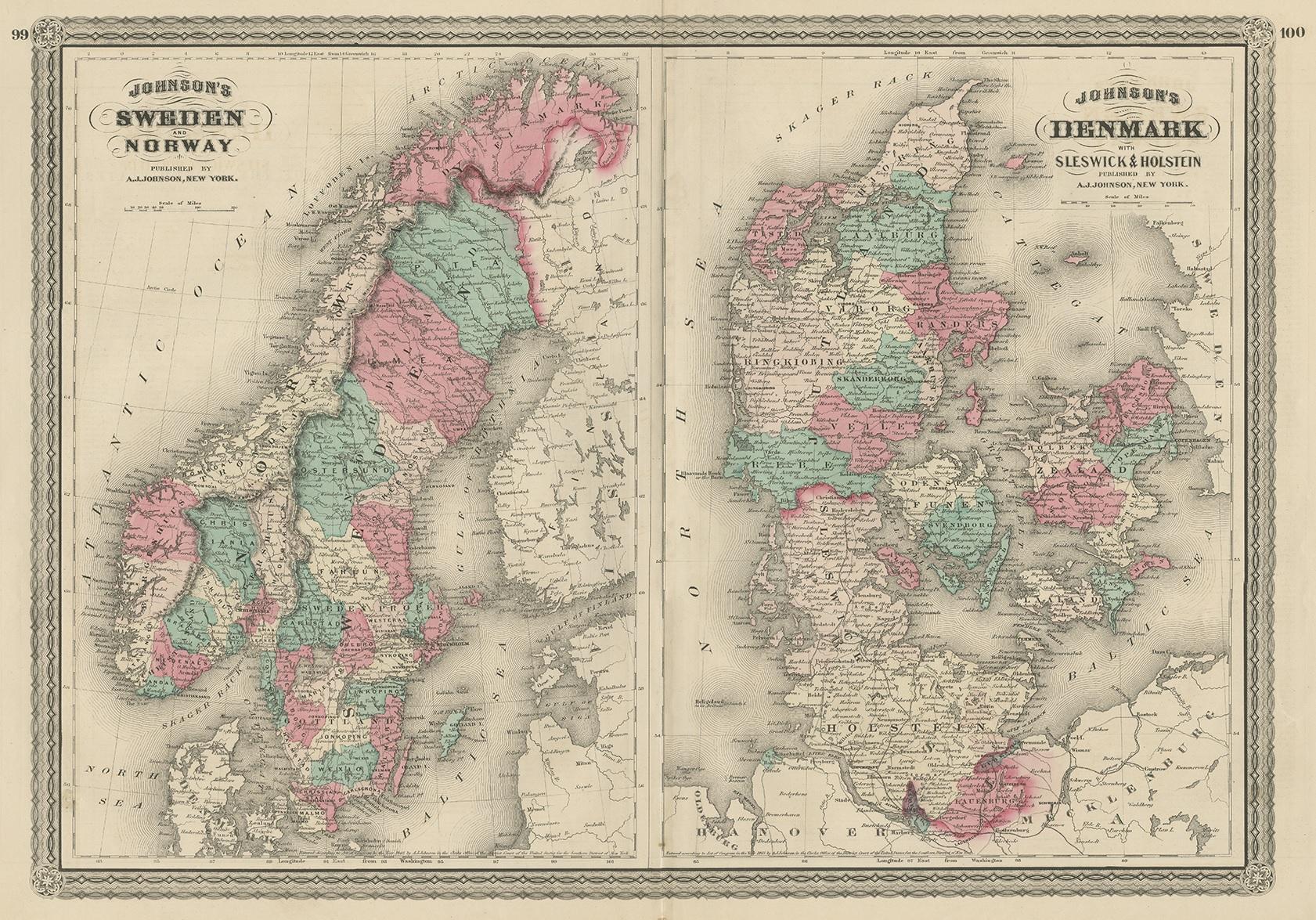 The image is an antique map, a two-page spread from 