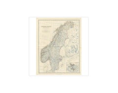 Sweden & Norway – Antique Map of Scandinavia with Stockholm Inset, 1865