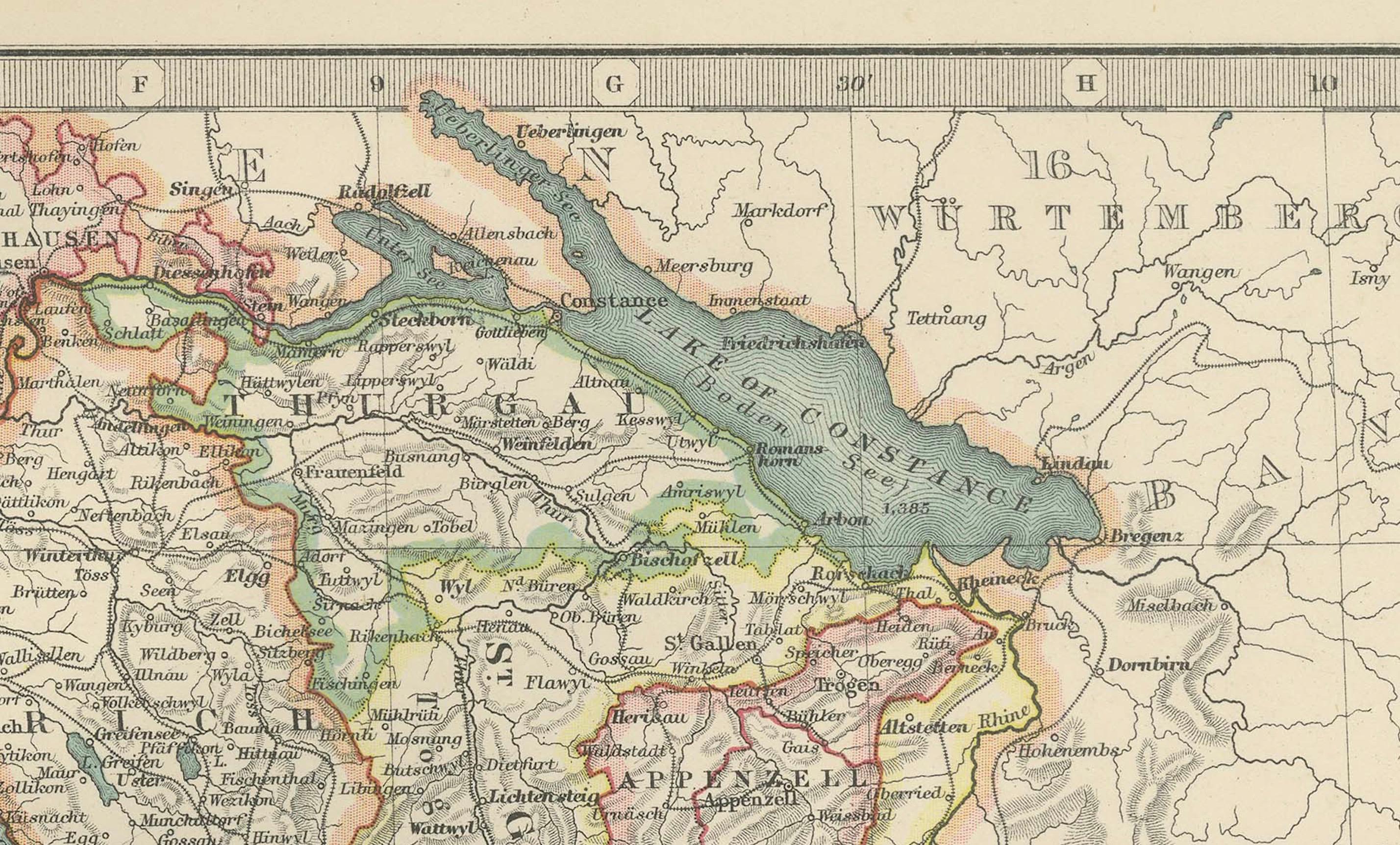 Antike Karte der Schweiz und der Alpen von Savoyen und Piemont, Ausgabe 1903 (20. Jahrhundert) im Angebot