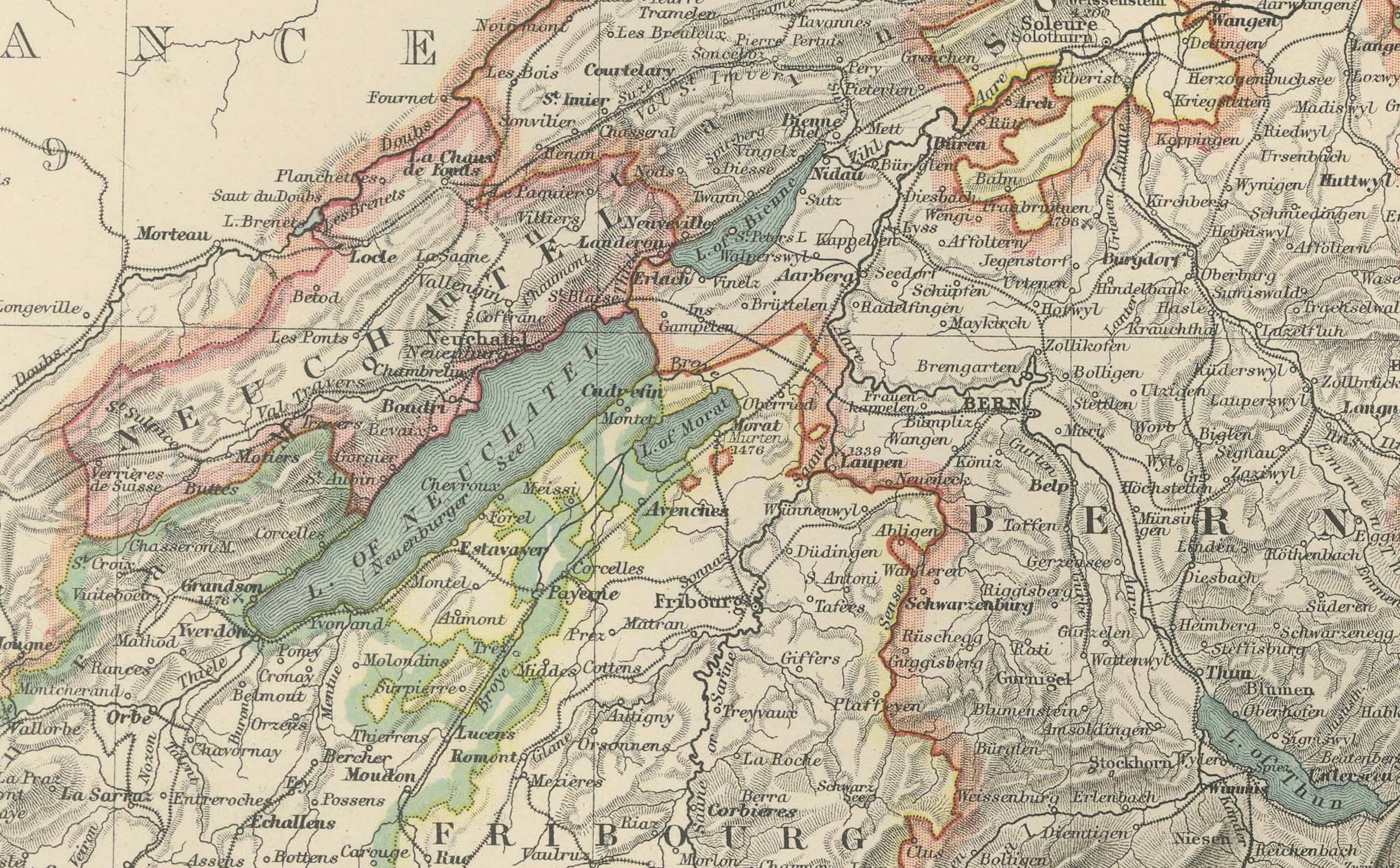 Antike Karte der Schweiz und der Alpen von Savoyen und Piemont, Ausgabe 1903 im Angebot 2