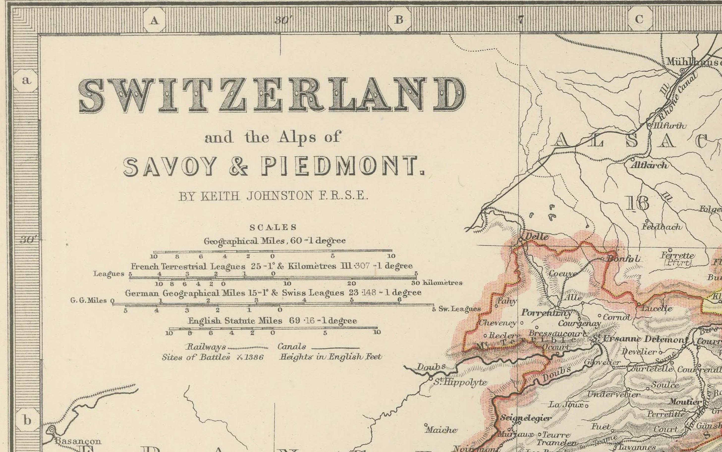 Antike Karte der Schweiz und der Alpen von Savoyen und Piemont, Ausgabe 1903 im Angebot 3