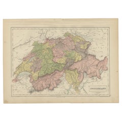 Antike Schweizer Karte von der Schweiz von A & C. Black, 1870